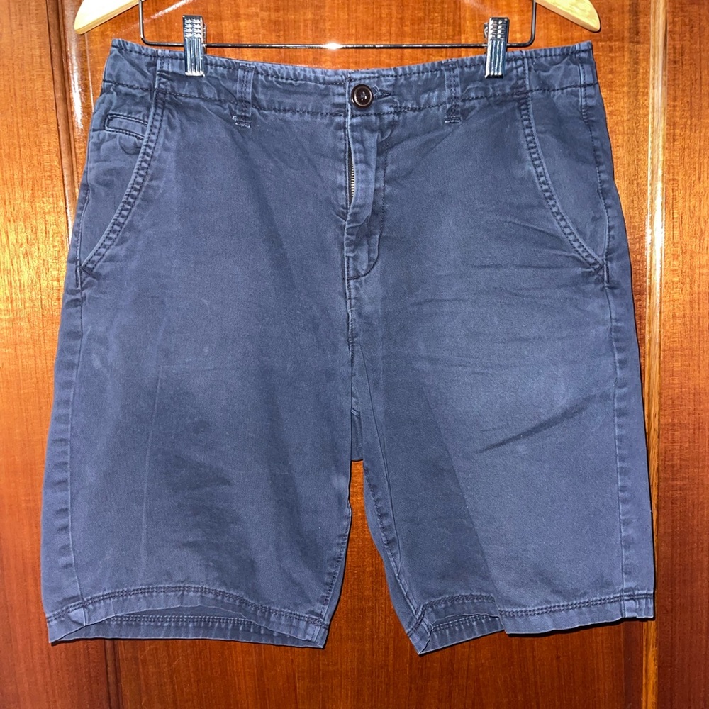 Flat front khaki shorts, Navy Blue, American Eagle